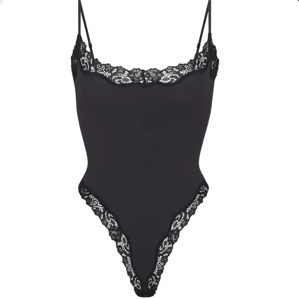 SKIMS Black Lace Shapewear Bodysuit